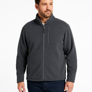 LL Bean Jacket Mens‎ XXL Gray Knit Sweater Fleece Full Zip Slightly Fitted